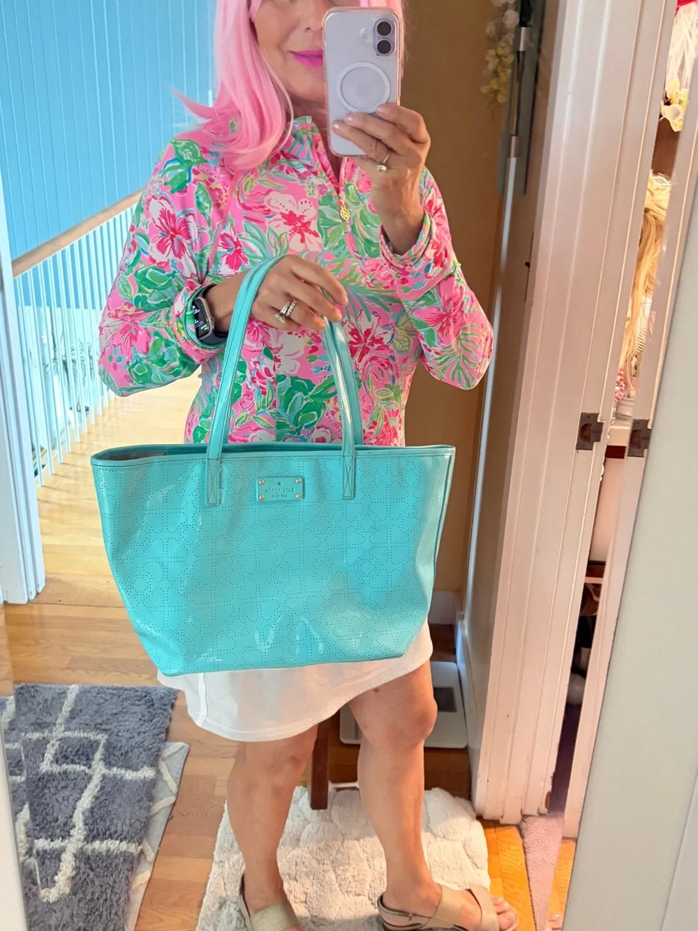 kate spade Aqua Perforated Leather Tote